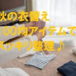 100均収納を使って秋の衣替えをする女性
