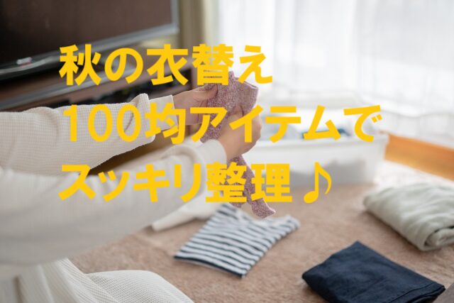 100均収納を使って秋の衣替えをする女性