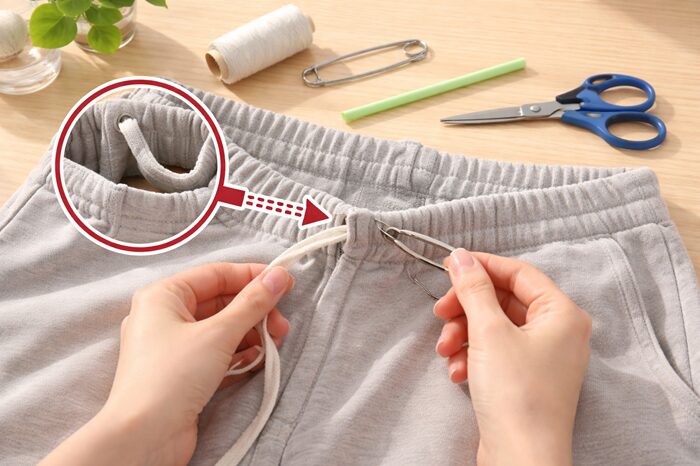 ズボン紐中に入った